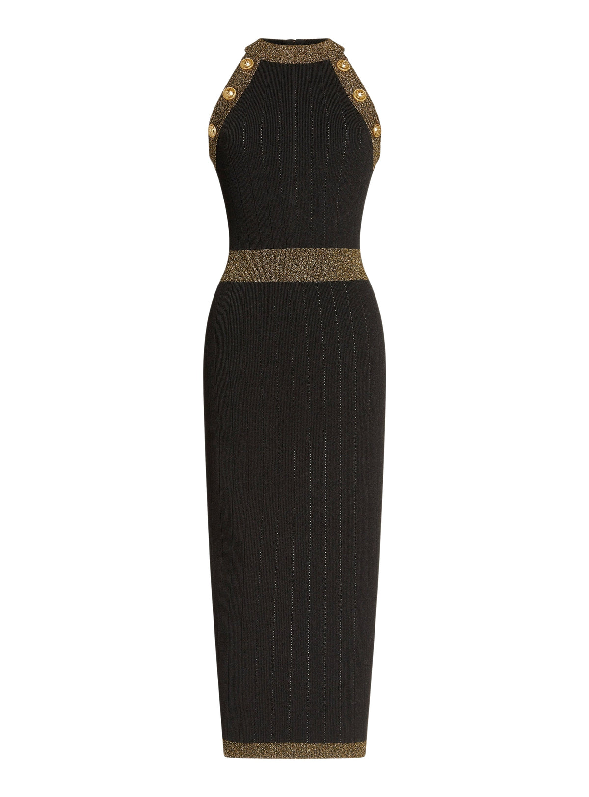 Robe midi en maille métallisée - Noir & Or