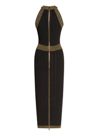Robe midi en maille métallisée - Noir & Or