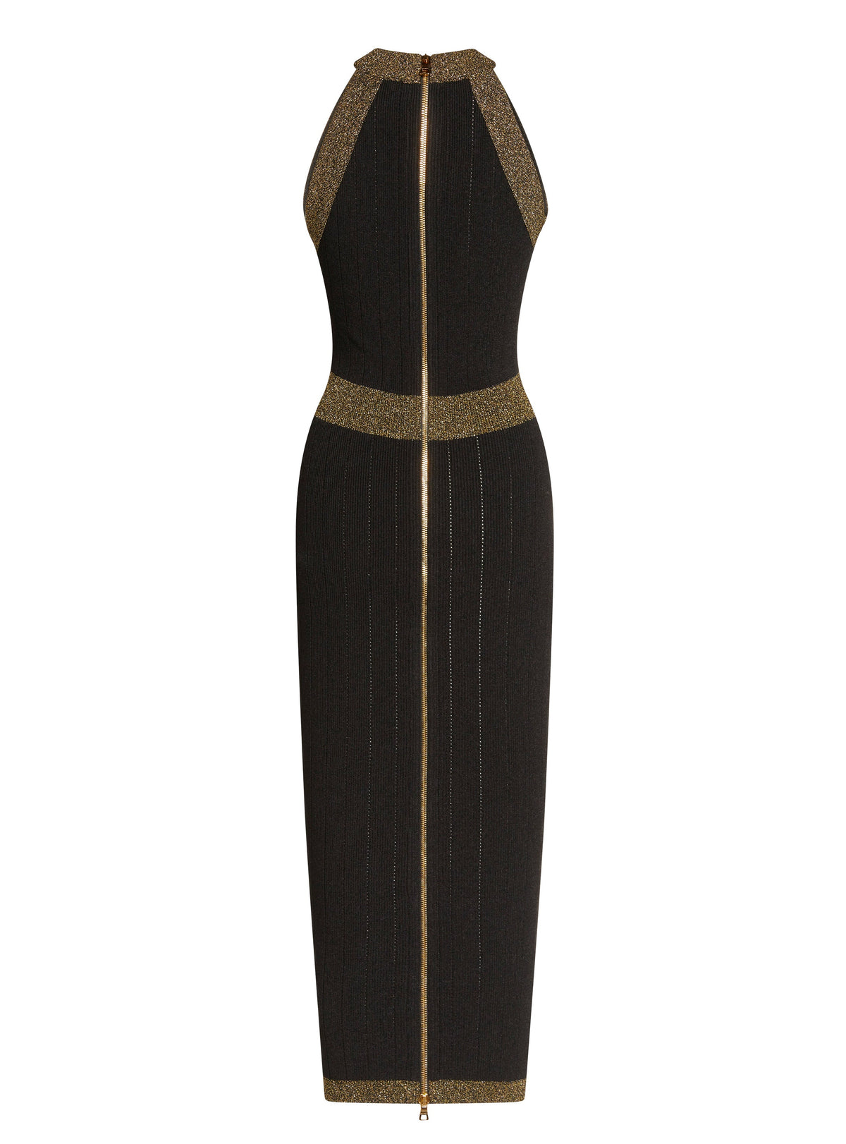 Robe midi en maille métallisée - Noir & Or
