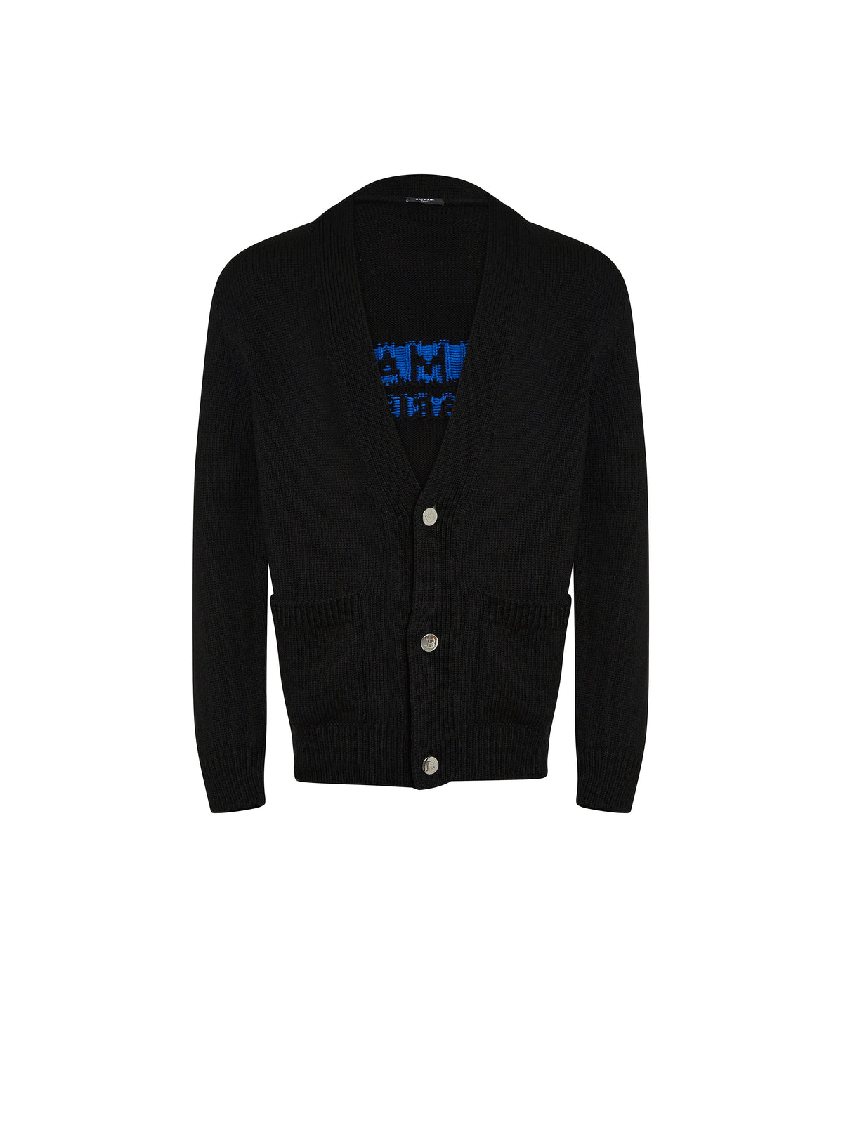 Cardigan en maille à logo balmain - Noir