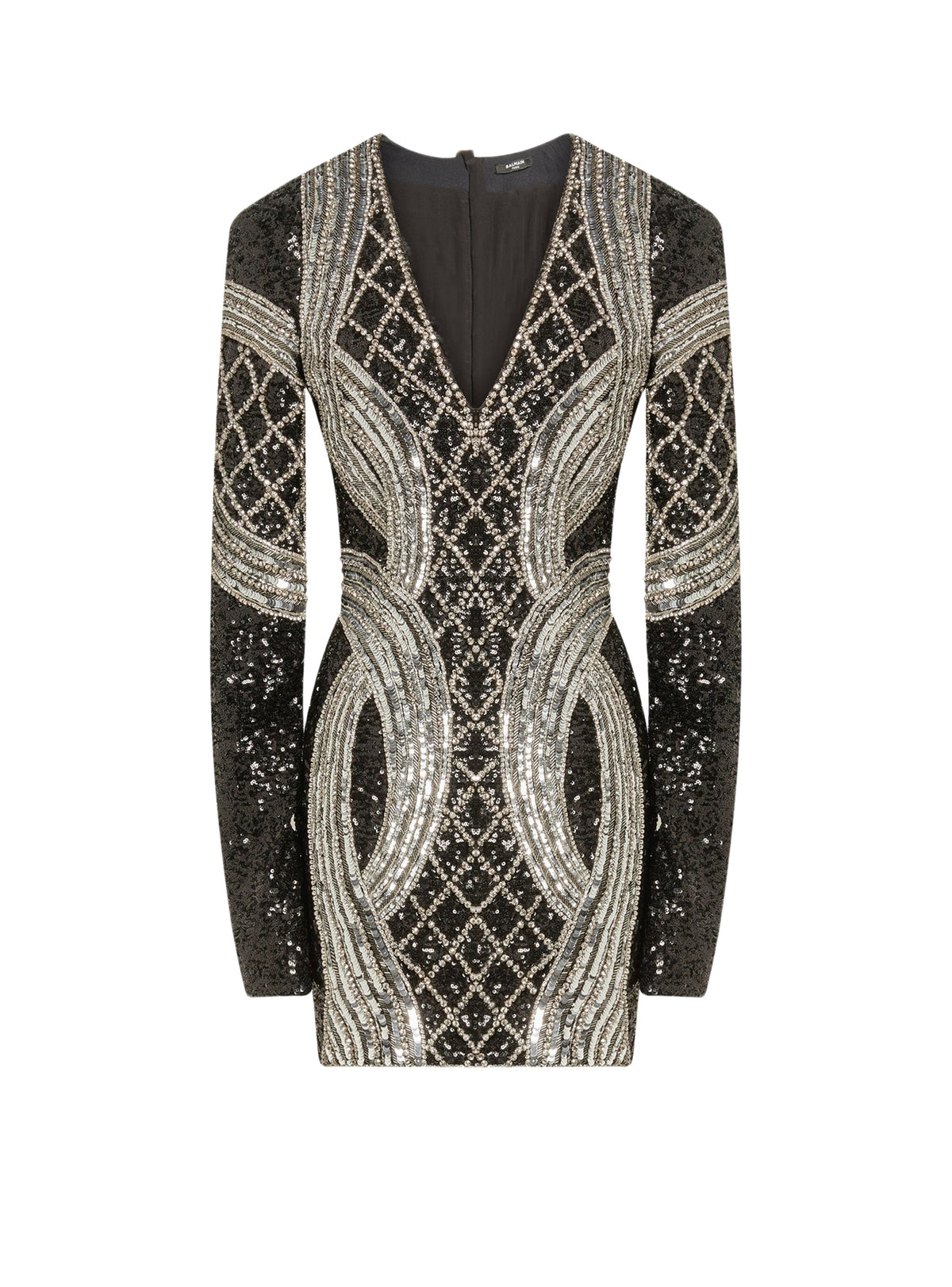 Embroidered short dress - Black & Silver