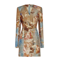 Robe portefeuille en jacquard monogramme imprimé Sky - Bleu & Multicolore