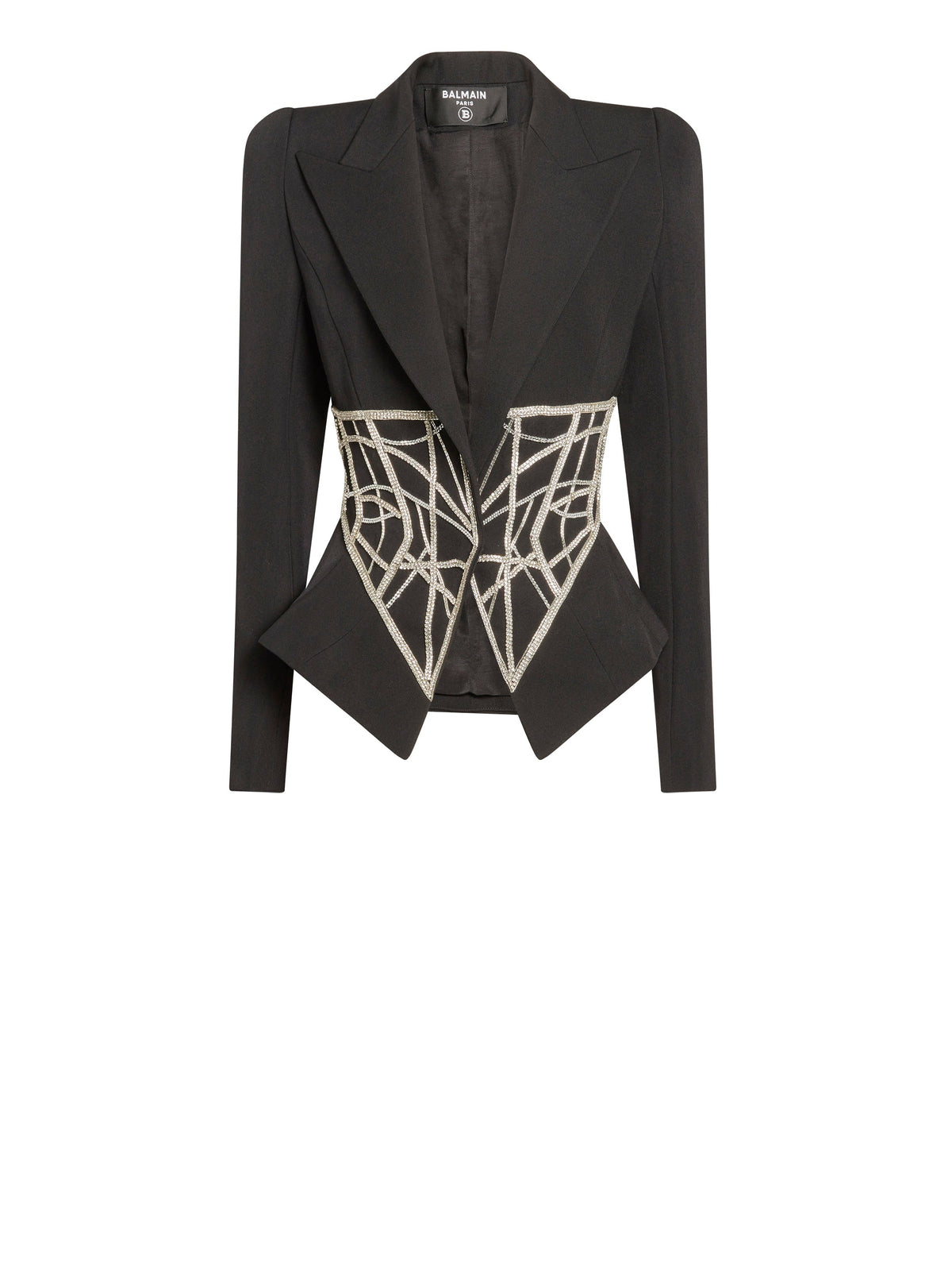 Veste cintrée en laine brodé - Noir & Argent