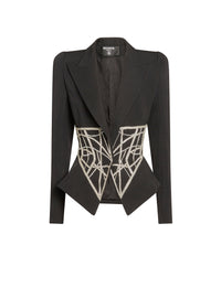 Fitted wool jacket - Black & Silver