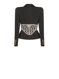 Veste cintrée en laine brodé - Noir & Argent