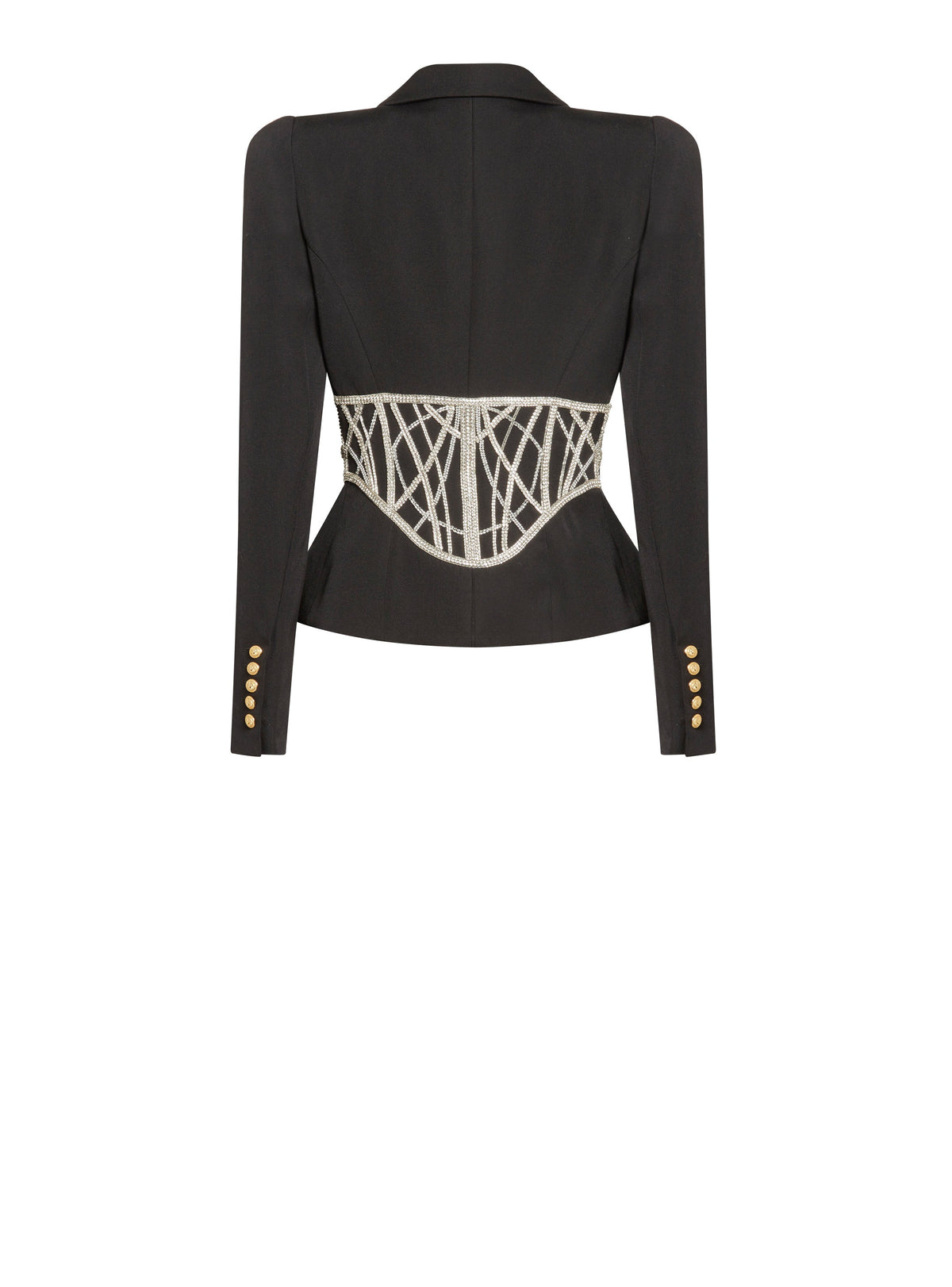 Veste cintrée en laine brodé - Noir & Argent