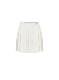 Jupe patineuse en tweed frangé - Blanc