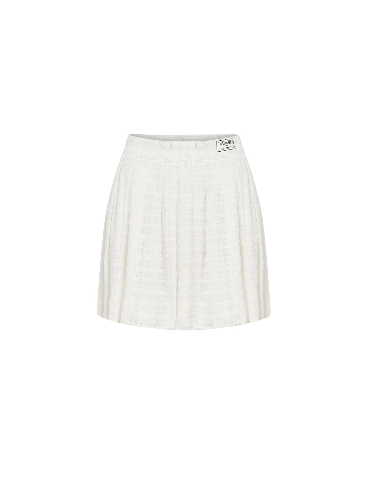 Jupe patineuse en tweed frangé - Blanc