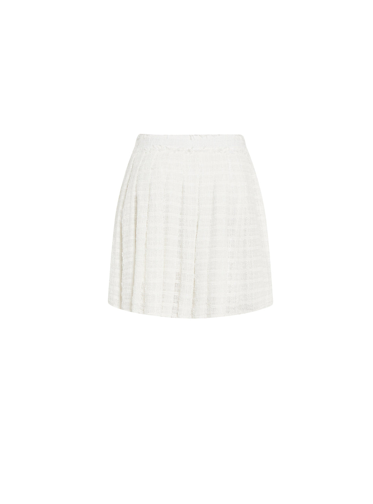 Jupe patineuse en tweed frangé - Blanc