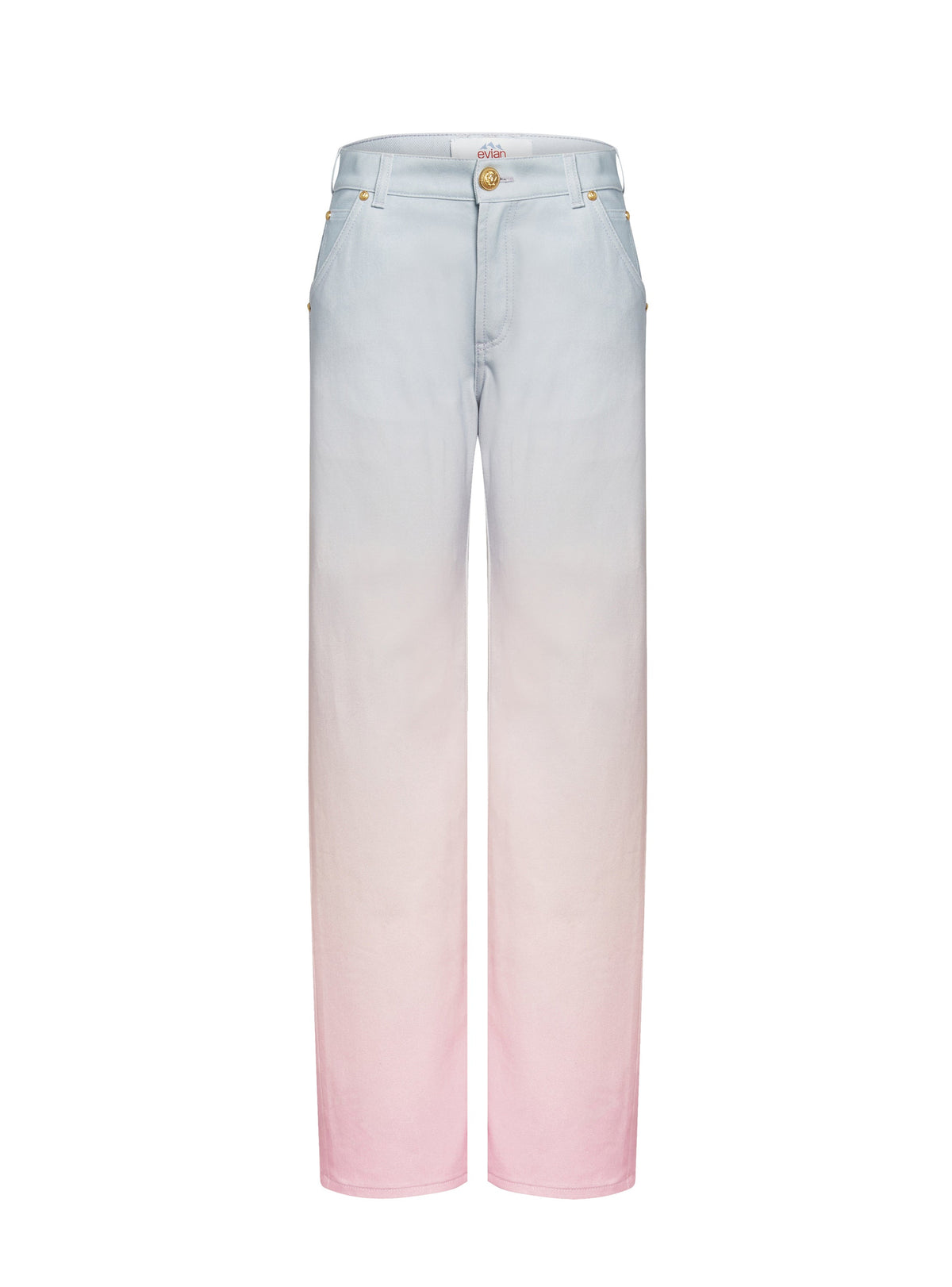 Jean large Balmain x Evian - Bleu, Rose pâle & Rose