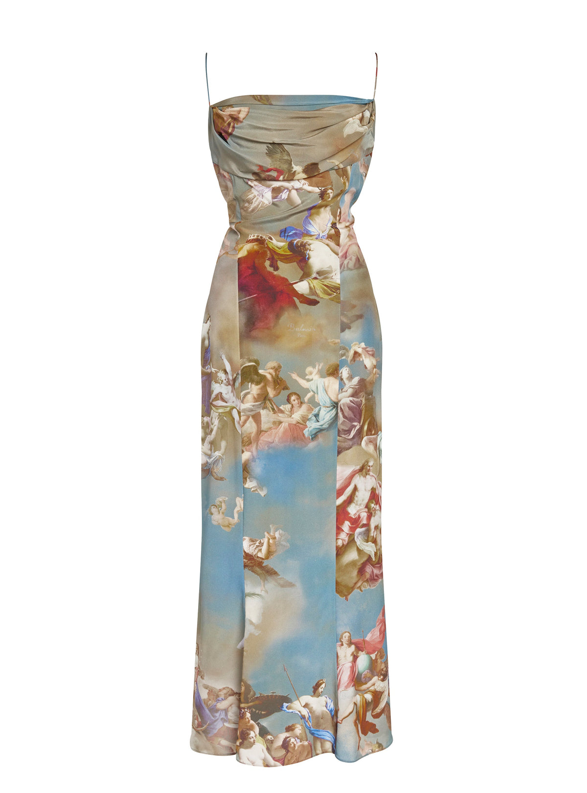 Robe longue imprimé Sky en soie - Bleu & Multicolore