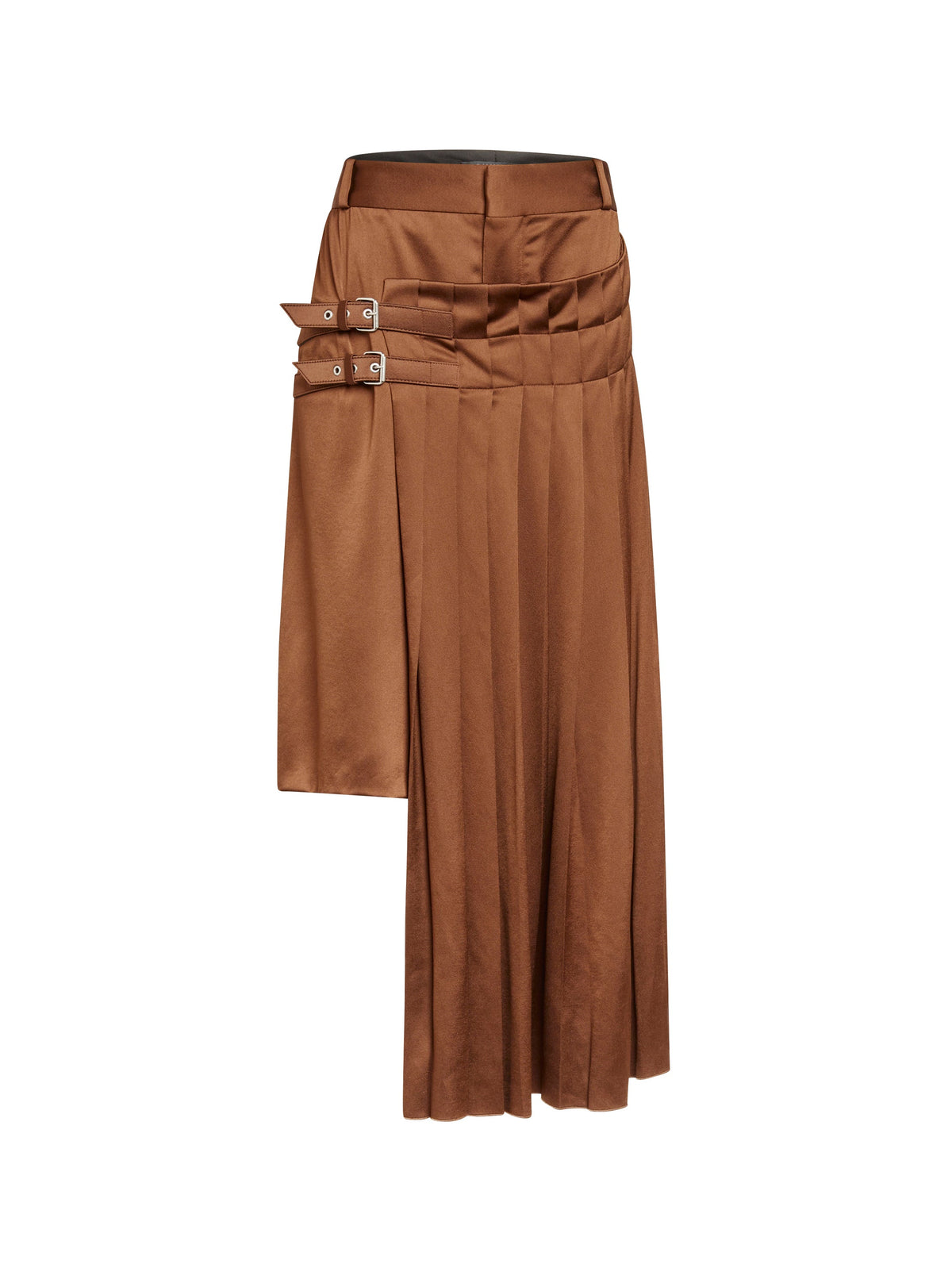 Short kilt en satin plissé - Marron
