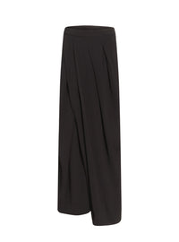 Pantalon large en crêpe multi-plis - Noir