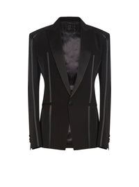 Single-breasted crepe jacket - Black & Black