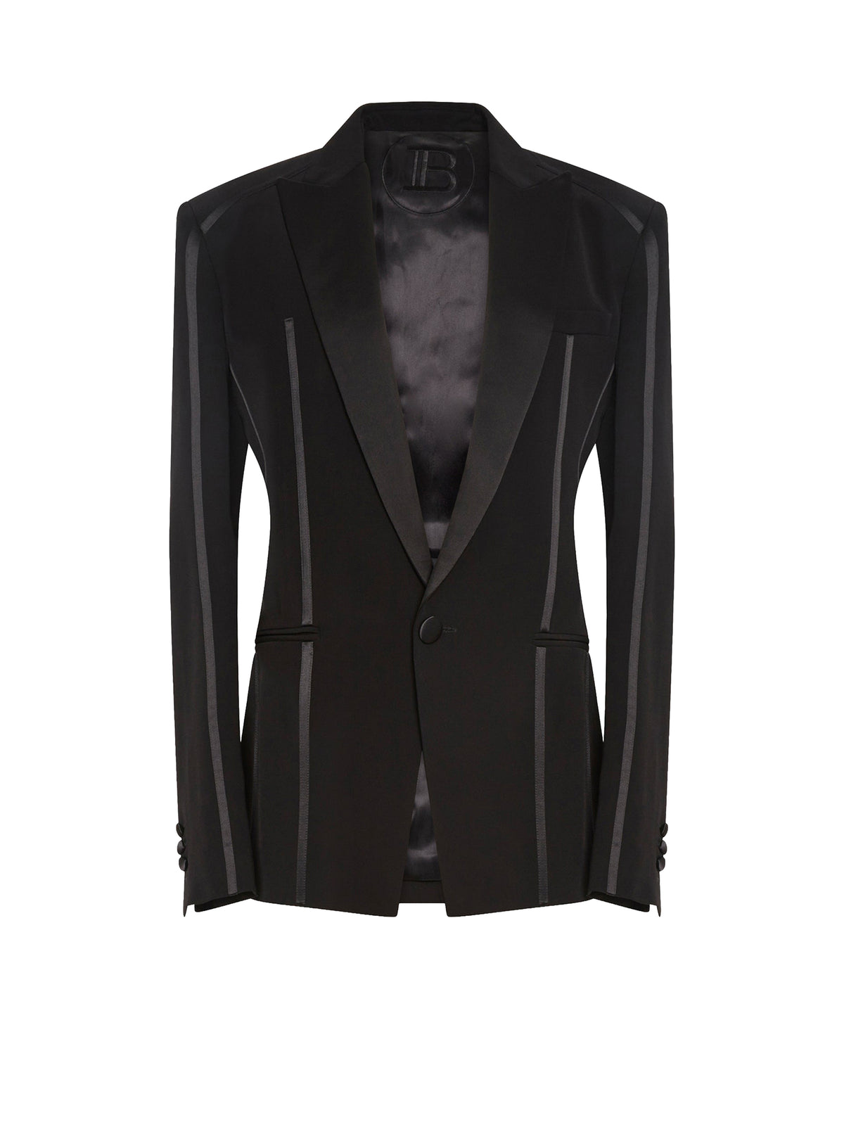 Single-breasted crepe jacket - Black & Black