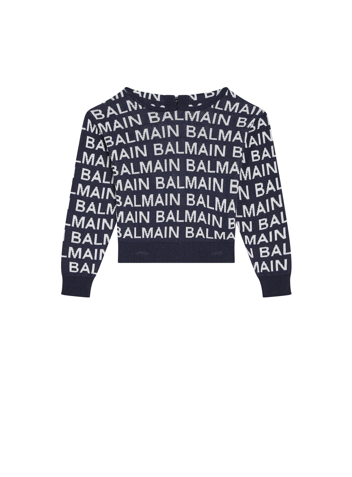 Pull en maille à capuche à logos balmain - Bleu