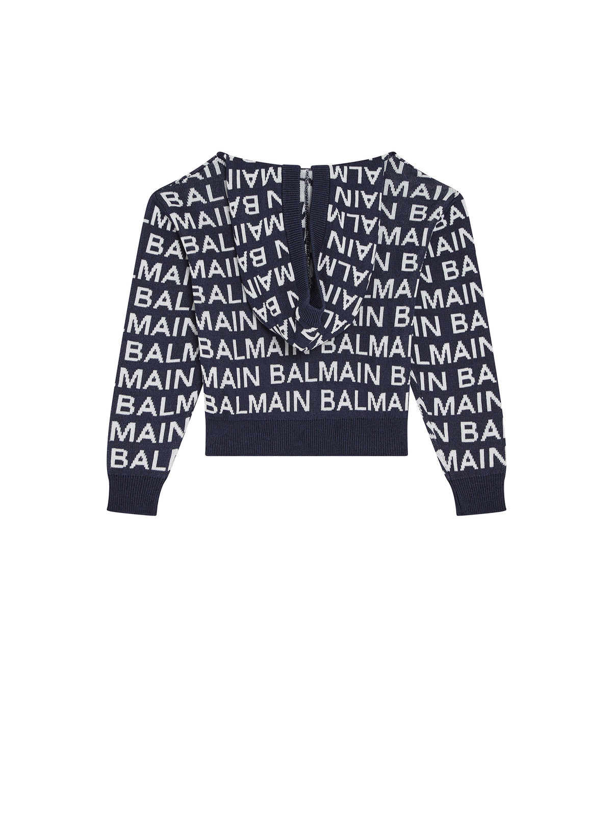 Pull en maille à capuche à logos balmain - Bleu
