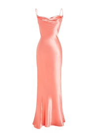 Robe longue en satin - Saumon