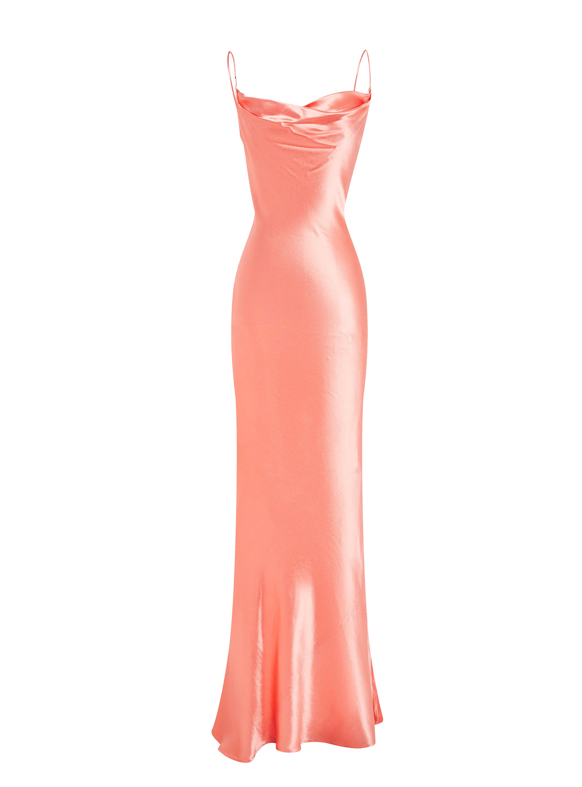 Satin long dress - Salmon