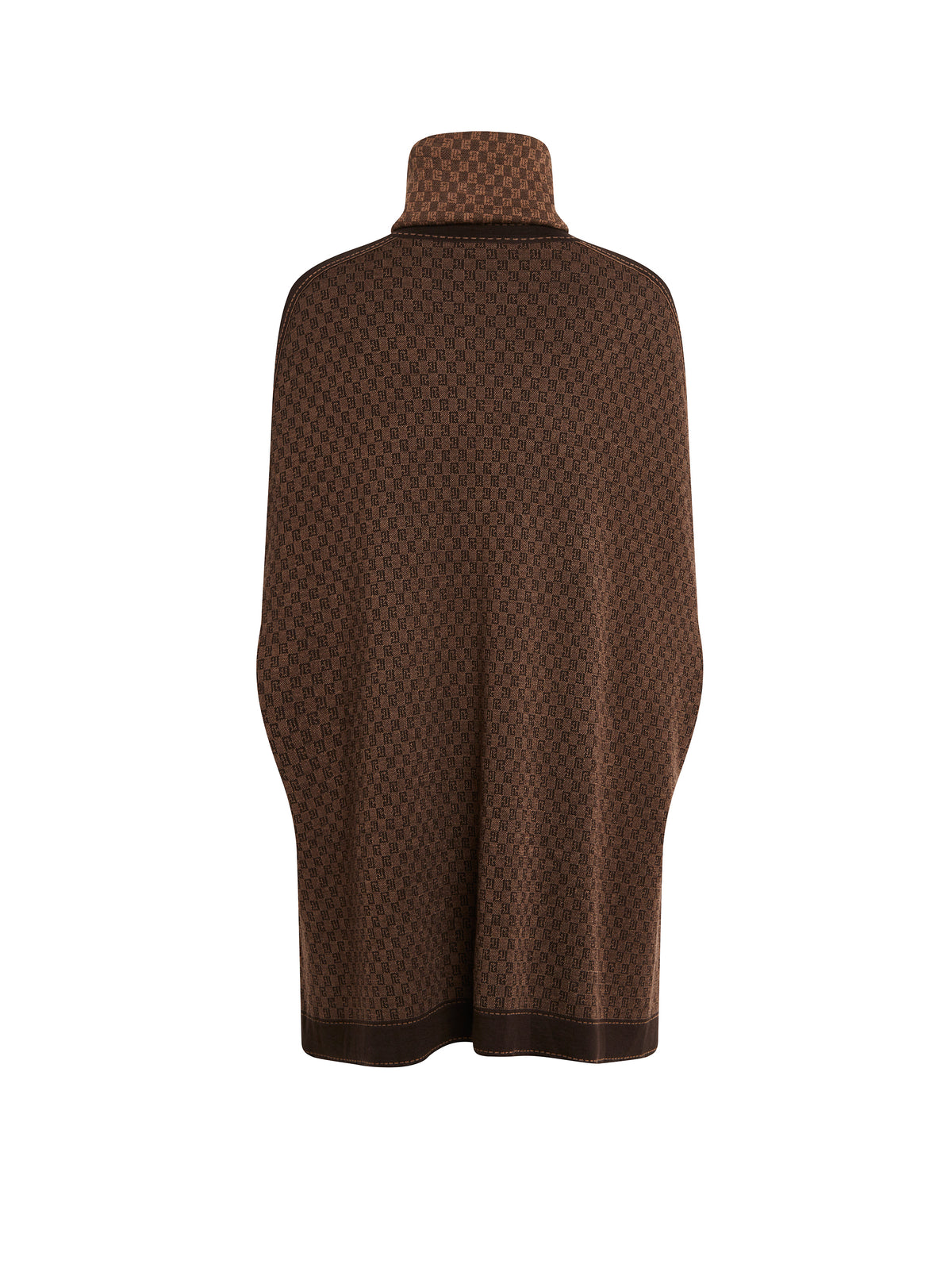 Hooded wool cape - Brown & Dark Brown