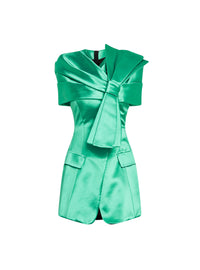 Short satin dress with bow - Jade