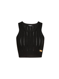 Top court en maille - Noir