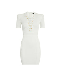 Robe lacée en fine maille côtelée - Blanc
