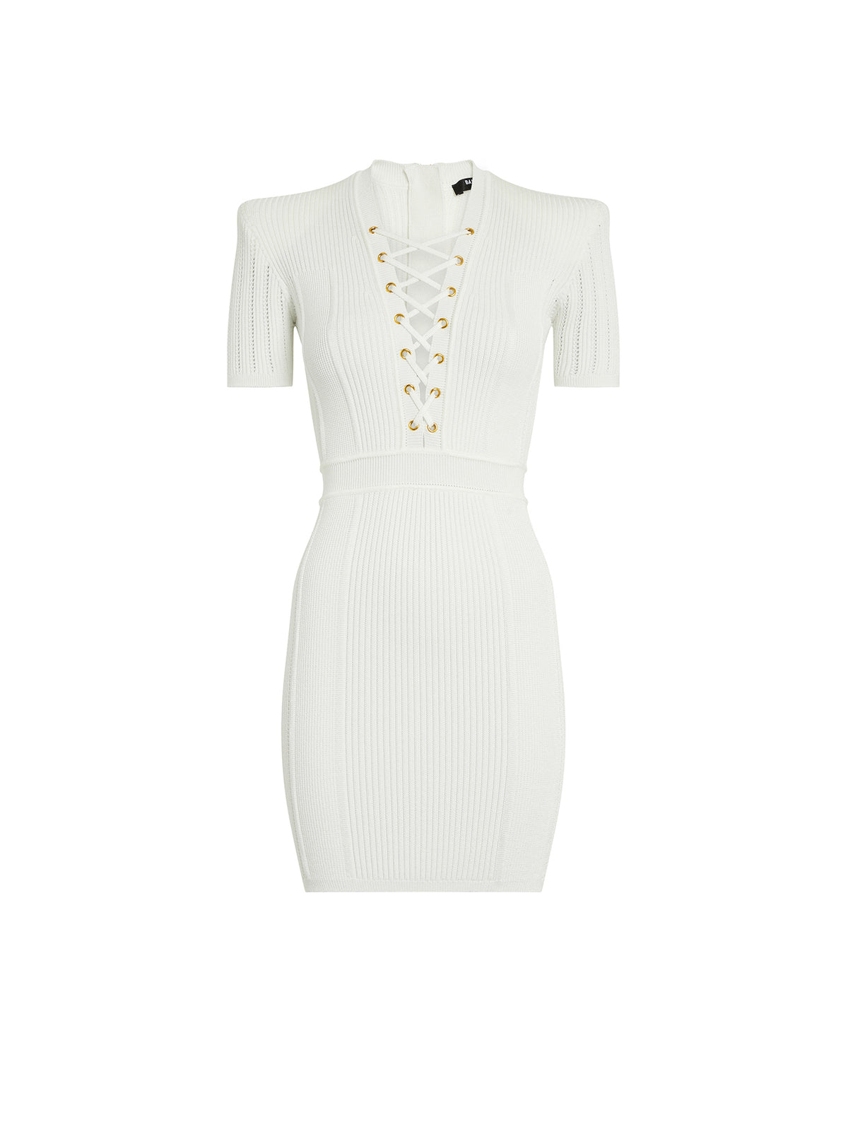 Robe lacée en fine maille côtelée - Blanc