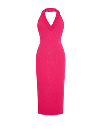 Robe midi en maille - Fuchsia