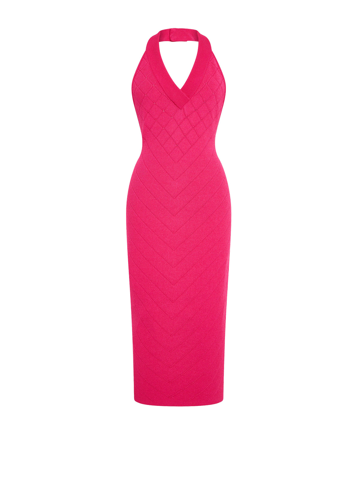 Robe midi en maille - Fuchsia