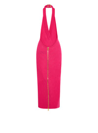Robe midi en maille - Fuchsia