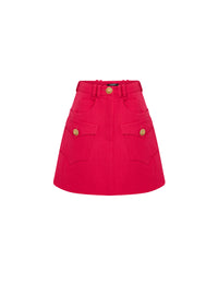 Short A-line Western wool skirt - Fuchsia