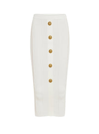 Jupe midi en maille - Blanc
