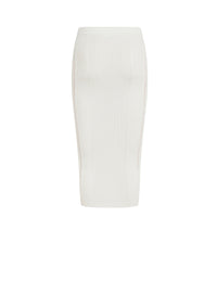 Jupe midi en maille - Blanc