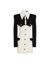 Short wool dress - Black & White