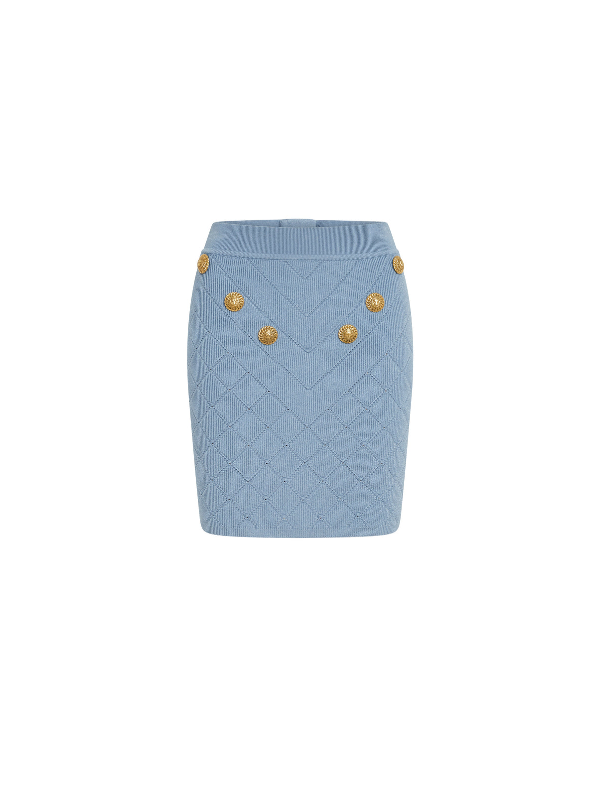 Jupe courte 6 boutons en maille - Bleu Pâle