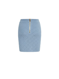 Jupe courte 6 boutons en maille - Bleu Pâle