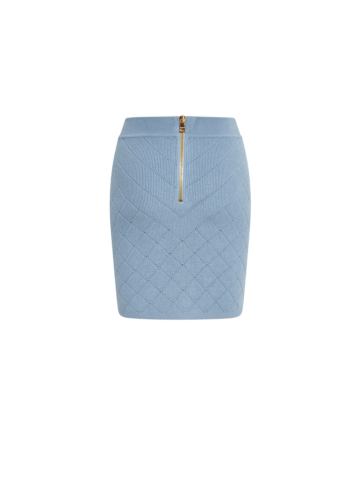 Jupe courte 6 boutons en maille - Bleu Pâle