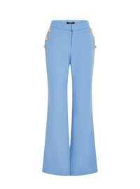 Pantalon flare à boutons en laine - Bleu Ciel