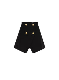 Short buttoned wool skirt - Black