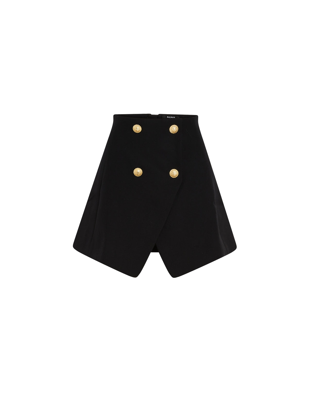 Short buttoned wool skirt - Black