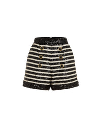 Striped 6-button shorts - Black & White