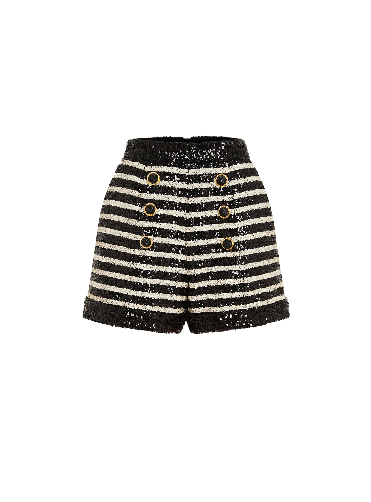 Striped 6-button shorts - Black & White