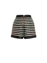 Striped 6-button shorts - Black & White