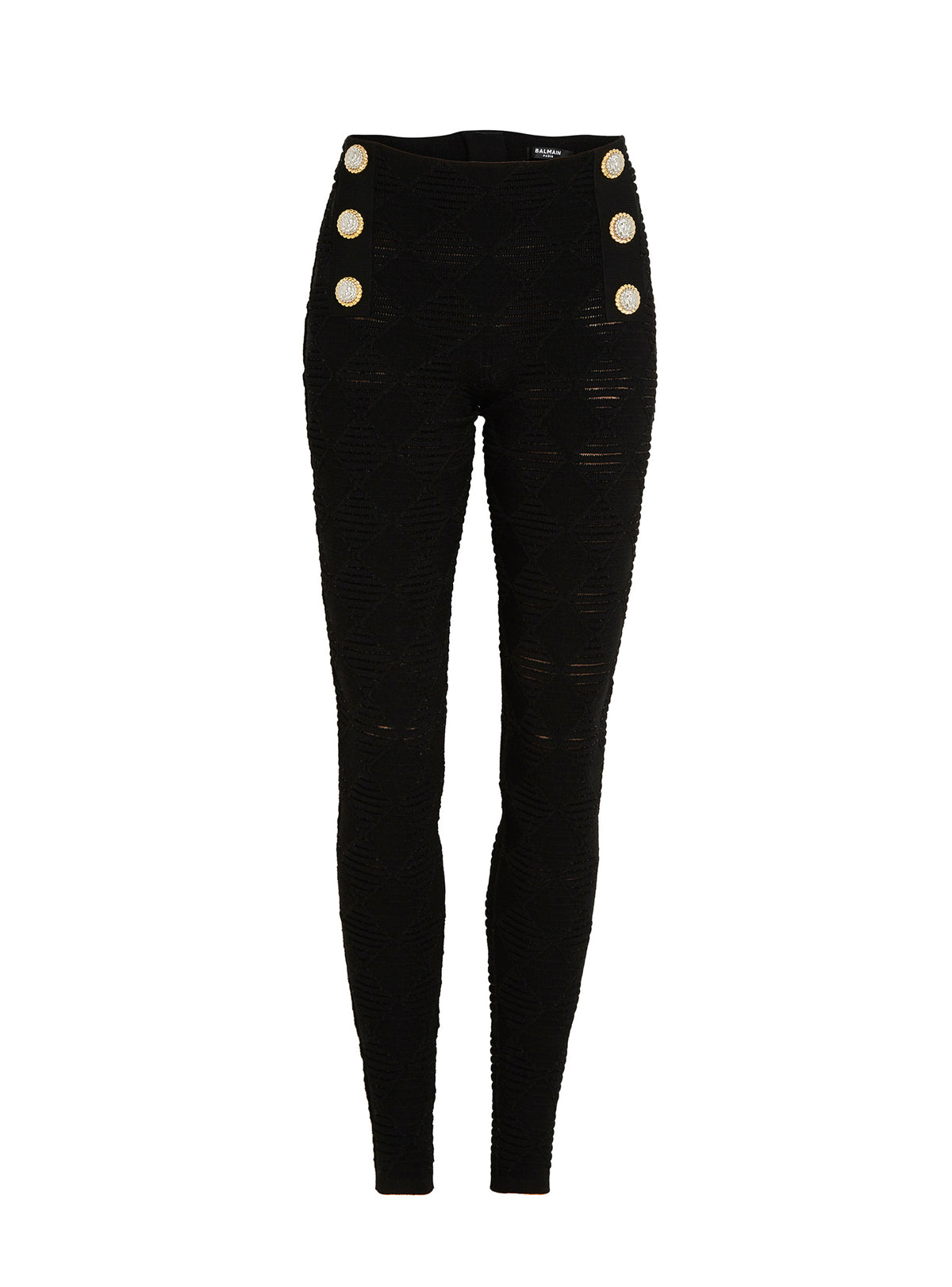 6-button leggings in diamond knit - Black