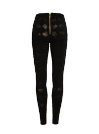 6-button leggings in diamond knit - Black