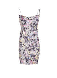 Robe courte nuisette en satin - Gris Clair & Multicolore