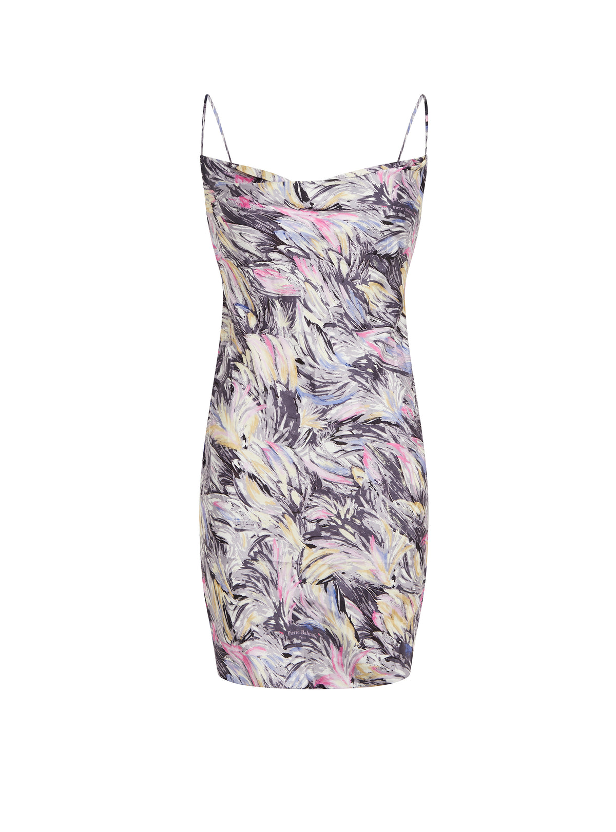 Robe courte nuisette en satin - Gris Clair & Multicolore