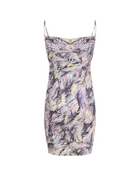 Robe courte nuisette en satin - Gris Clair & Multicolore