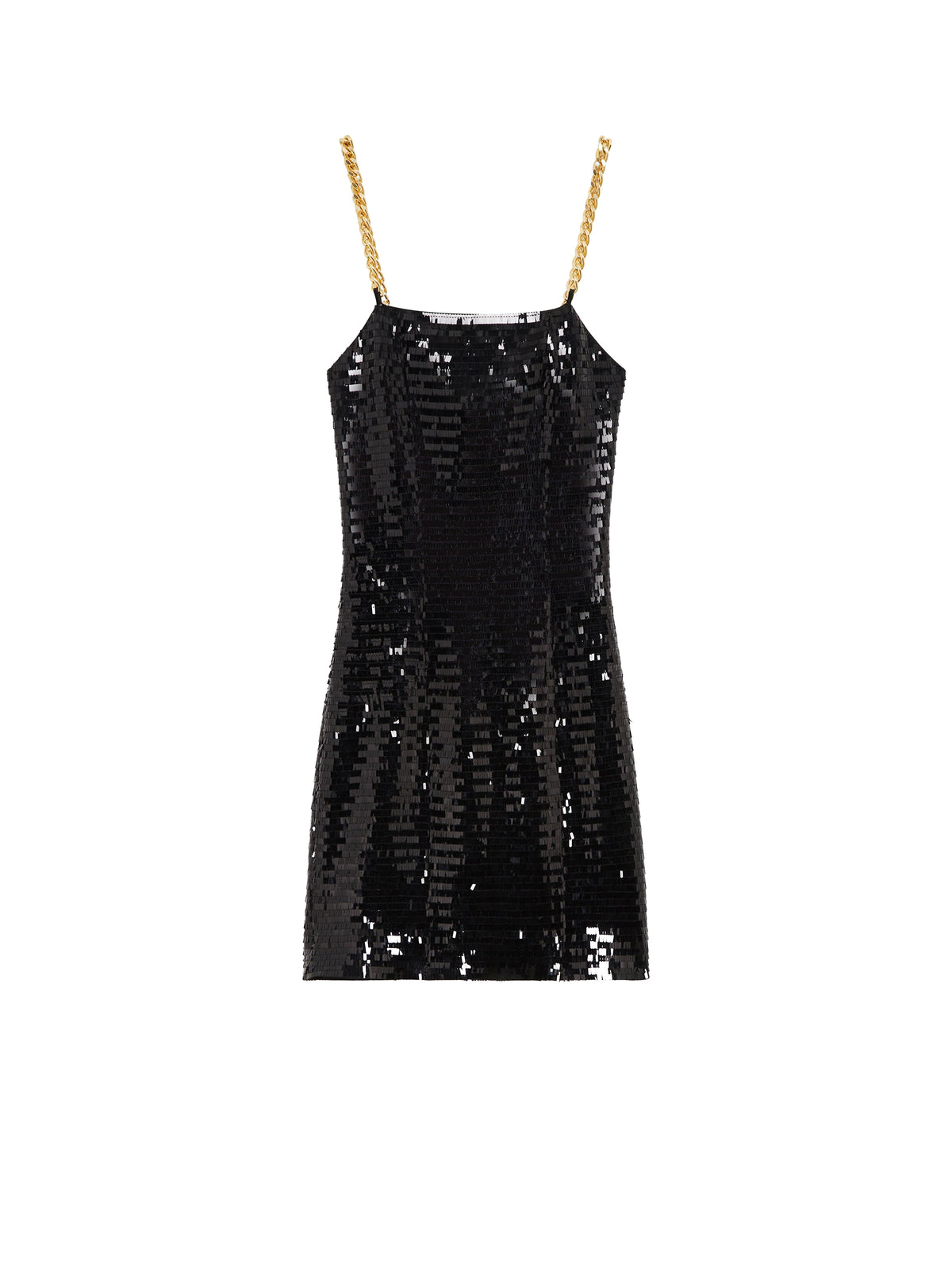 Robe courte à paillettes avec bretelles en chaîne - Noir